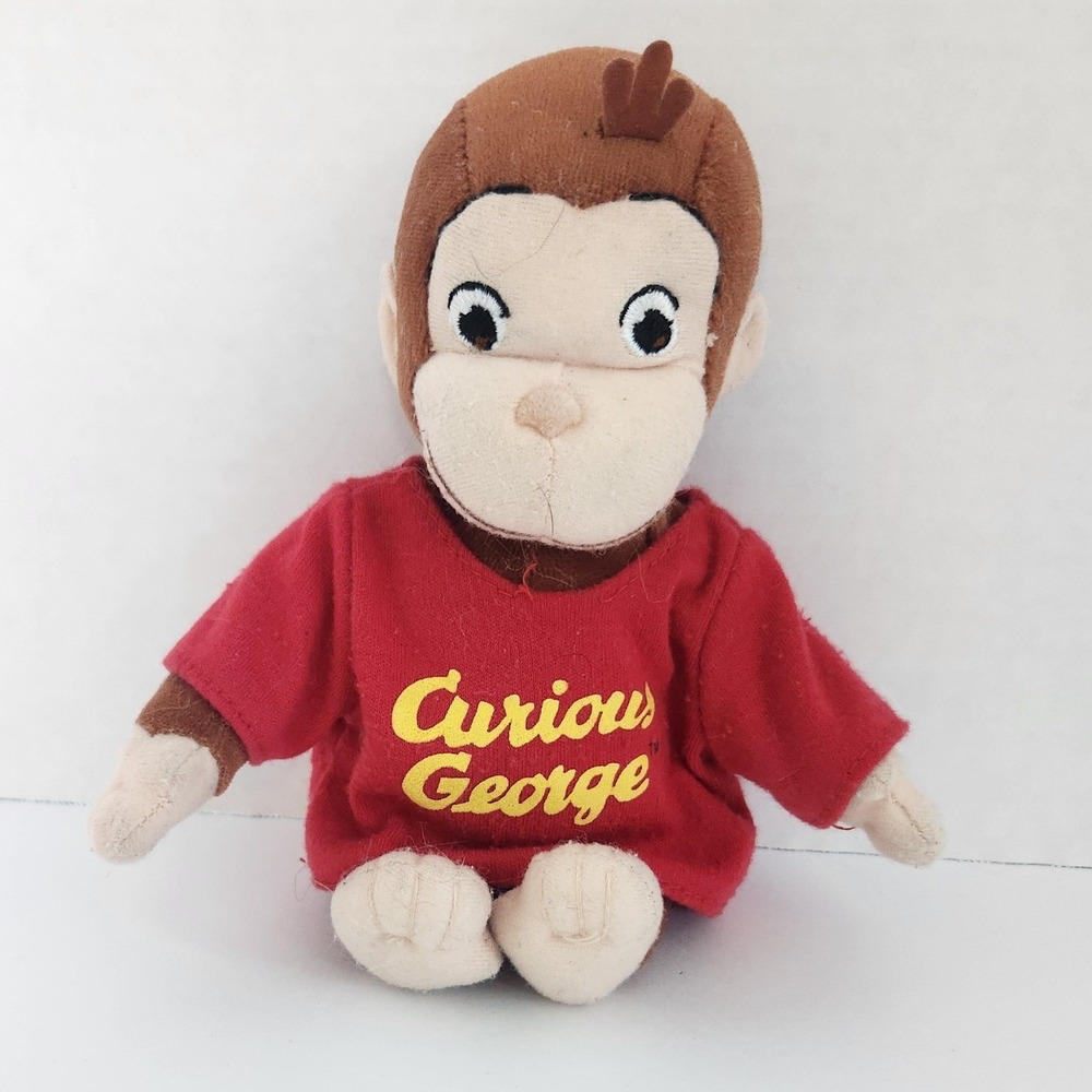 Curious George Plush Monkey Red Shirt Official Movie Merchandise 7 Inch Brown